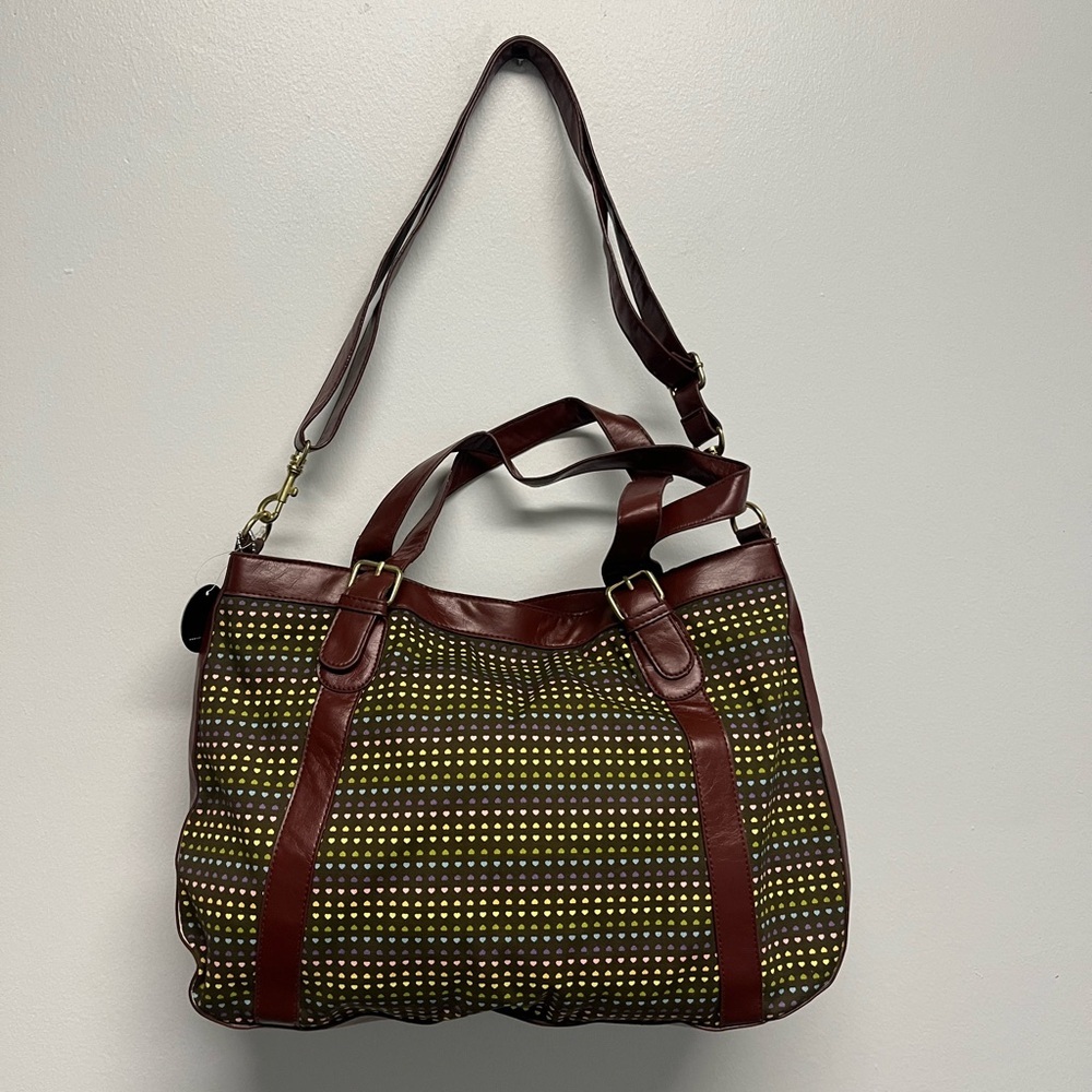 Stylish Brown and Heart print Women's Bag